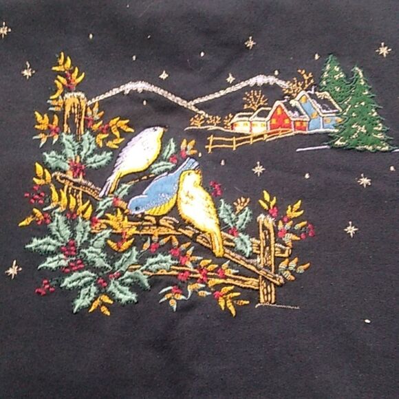 Bobby Brooks Women's Sm Long Sleeve Winter/Bird's Scene Starry Night Country - Picture 2 of 9